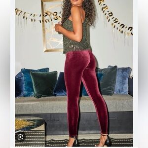Spanx Velvet Leggings in Rich Burgundy